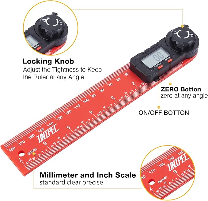 Digital Angle Finder Protractor, 7" / 200 mm Angle Measuring Tool with LCD Display, Angle Finder Ruler for Woodworking, Carpenter, Construction & DIY Projects