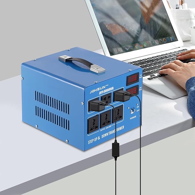5000W Voltage Converter Auto Transformer Duty Step Up/Down Power Converter Transformer 110/120/220/240V with 3 US Outlets,3 Universal Outlets, LCD Display, Circuit Breaker Protection (DT-5000VA)