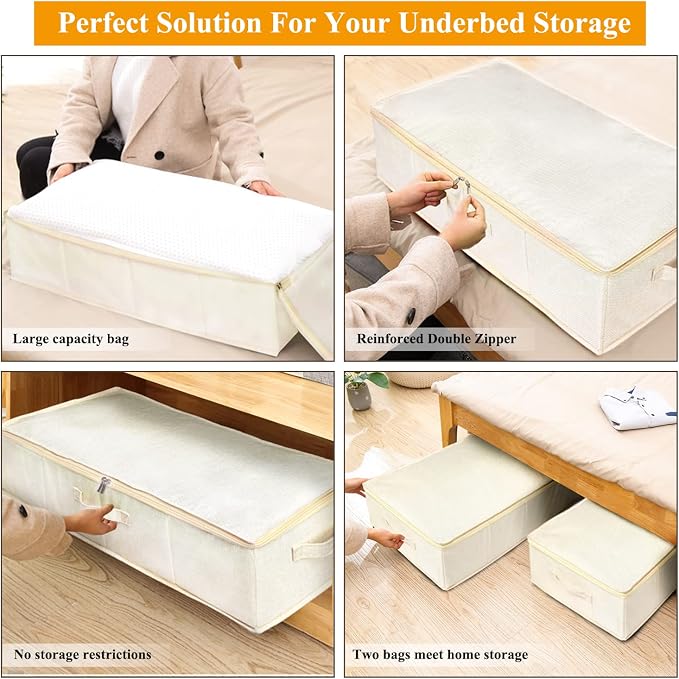 punemi 6 inch Tall Sturdy Under Bed Storage Box, 50L Large Capacity - Image 9