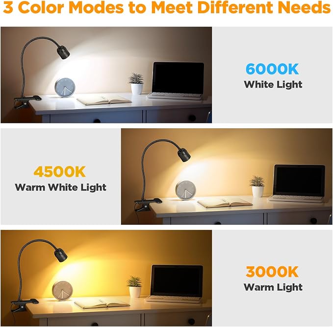 LED Reading Lights for Bed Headboard, 360° Gooseneck Zoomable Clip Light | 3 - Image 2