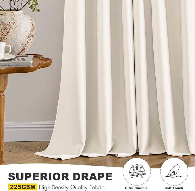 MIULEE Blackout Curtains for Bedroom 2 Panels 40 x 72 Inch Long Beige White | - Image 5