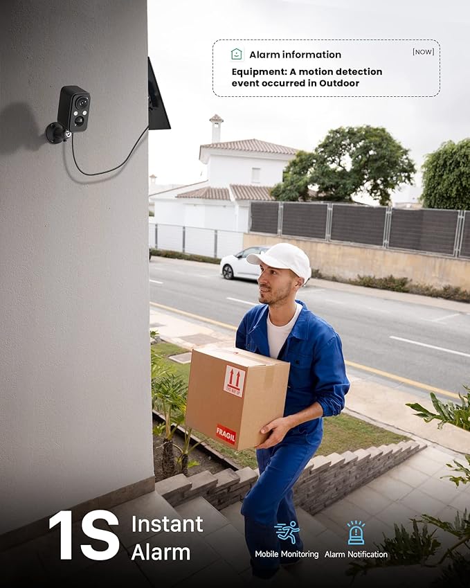 IHOXTX Security Cameras Wireless Outdoor: Cameras for Home Security WiFi Camera with Solar Panel Battery Powered Surveillance System Kit Motion Sensor Alarm Floodlight Night Vision IP66 Waterproof