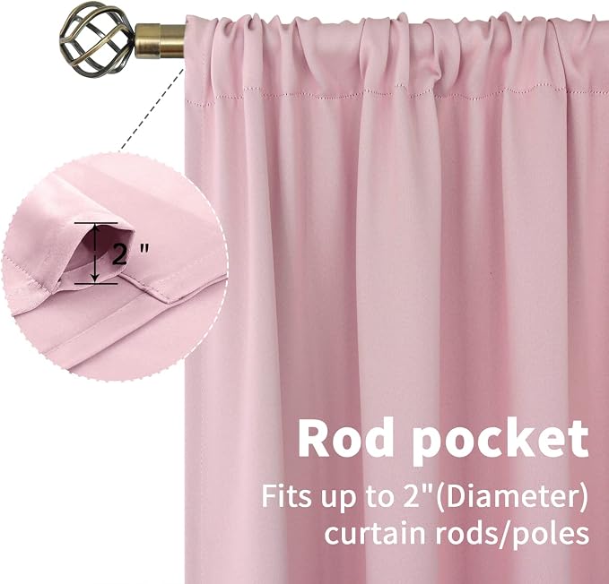 BGment Light Pink Room Darkening Curtains 45 Inches Long - Image 3