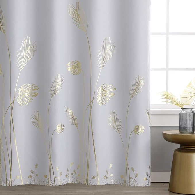Greyish White Curtain for Dining Room 100W x 96L Inch Long Elegant Natural Palm - Image 3