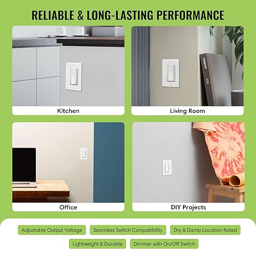 Select LED 96W 24V DC Driver and Dimmer Light Switch, 120VAC Tunable White CCT Decora Dimmer Switches for LED Lights, Preset Dimmer with On/Off 3-Way Switches