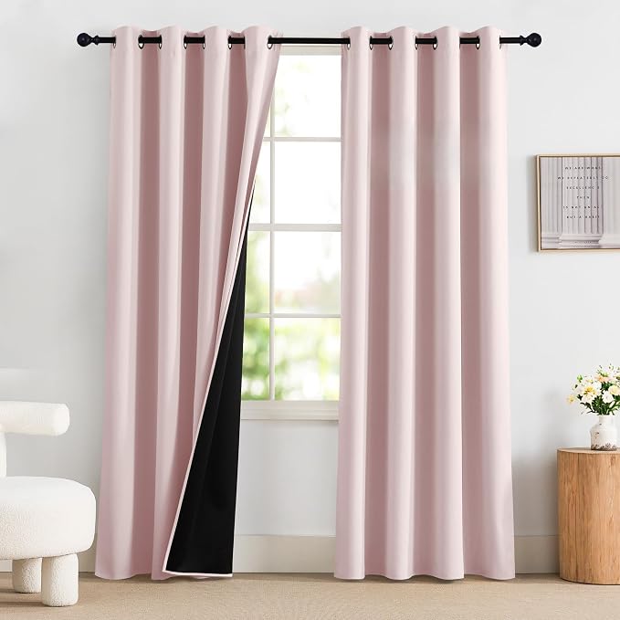 NICETOWN Pink Blackout Curtains 84 Inches Long by NICETOWN