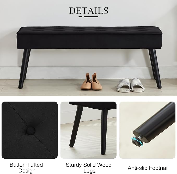 LOULENS Entryway Bench, Button Tufted, Upholstered Bench - Image 4