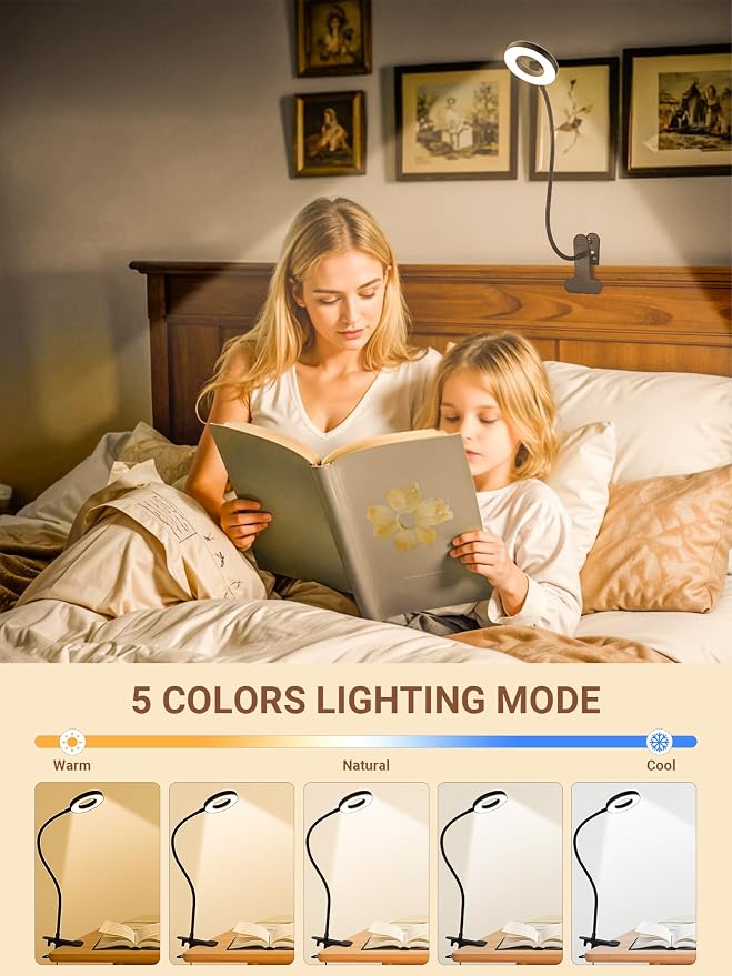 Clip on Lamp, 5 Colors+10 Brightness Memory LED Desk Lamp - Image 2