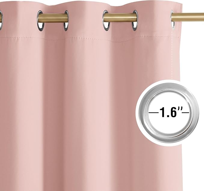 NICETOWN Blush Pink Blackout Curtains 63 Inches Long 2 Panels | W40"xL63" - Image 3