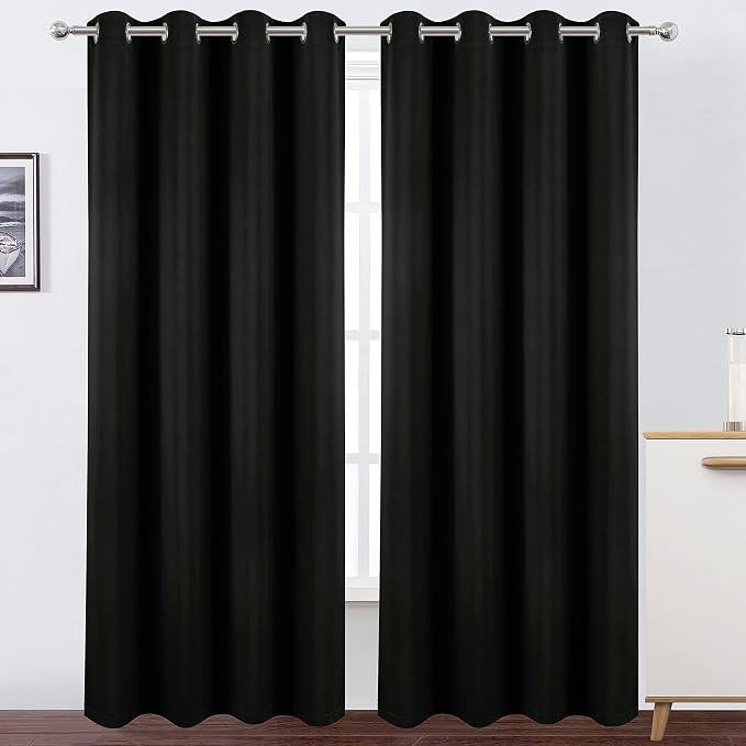 100% Blackout Curtains 52 x 95 Inch/Black Curtains 2 Panels - Image 2