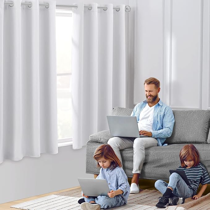 HOMEIDEAS Greyish White Blackout Curtains 42 X 63 Inch 2 Panels Room Darkening - Image 2