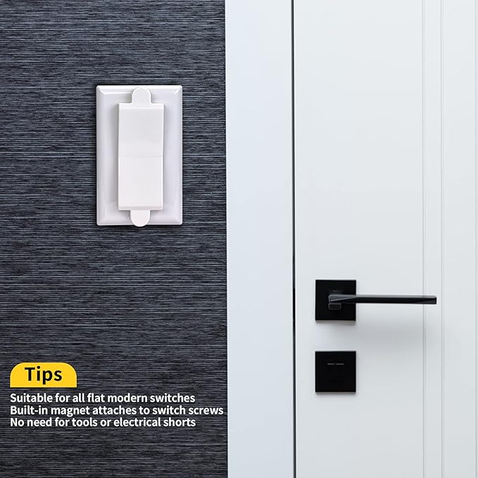 White, 6-Piece: Child Proof Switch Blocker and Cover for Light Switch, Lock Out in Style