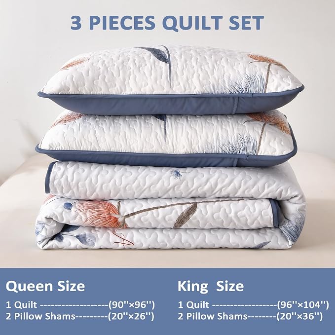 Dinjoy Quilt Set King Size, Soft Microfiber, Farmhouse Bedding - Image 4
