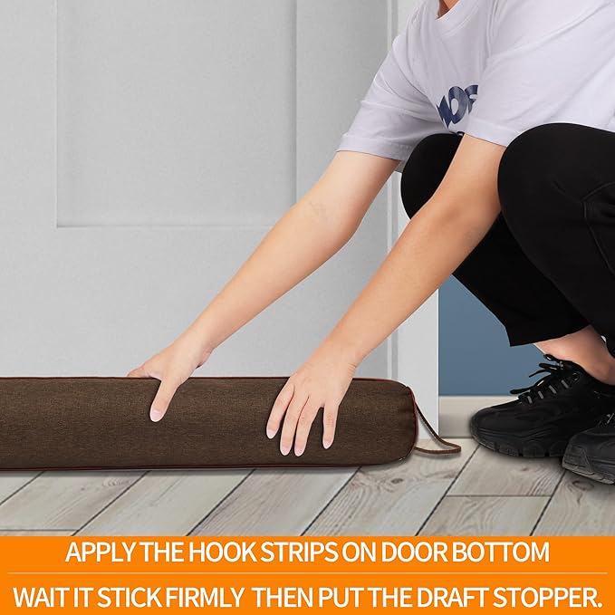 TORRAMI 38" Door Draft Stopper Under Bottom Insulation Noise Air Stopper 2.87LB,Sound Proof Draft Guard Seal for Doors and Windows - Triangle Coffee