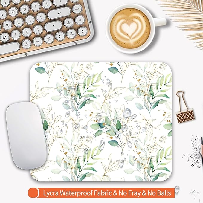 Armanza Square Mouse Pad Pretty Leaves, Personalized Premium-Textured Custom Mouse Mat Design, Washable Mousepad Cloth, Non-Slip Rubber Base Computer Mouse Pads for Wireless Mouse