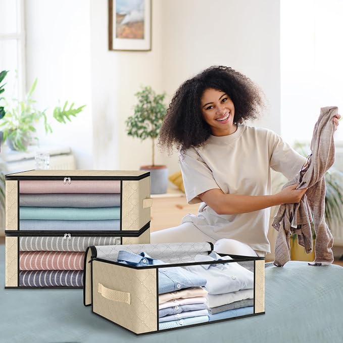HomeHacks 4-Pack Clothes Organizer Storage Bags, 35L Storage Bins, Reinforced - Image 7