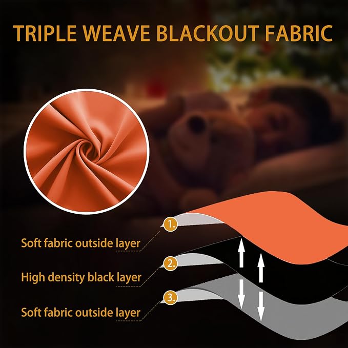 KOUFALL Orange Blackout Curtains 2 Panels, Thermal Insulated Curtains - Image 7