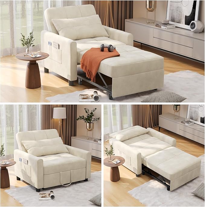 Aiho 3-in-1 Convertible Sleeper Sofa Bed by AIHO