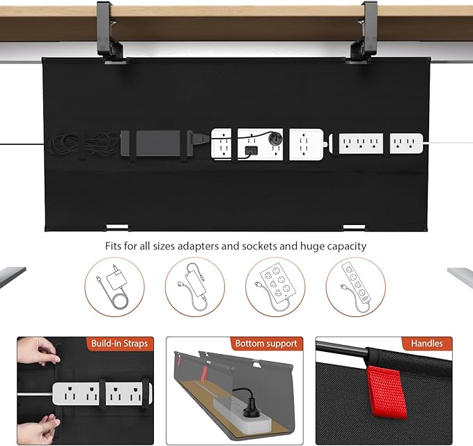 Univivi No Drill Under Desk Cable Management Tray, 36 inch Cable Management | - Image 2