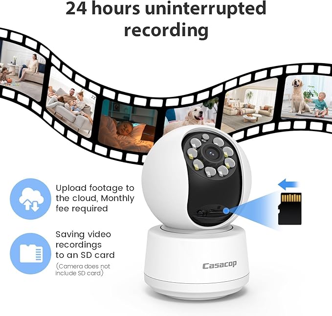 Smart Security Camera, 1080p Home Security Camera, Pan & Tilt 2.4Ghz Indoor IP Camera, with Person, Vehicle, Animal Detection, Phone App 2-Way Audio, Compatible with Alexa and Google Assistant