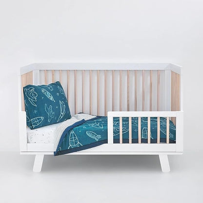 Little Unicorn Toddler Bedding 3-Piece Set | Super Soft & Breathable Muslin Fabric | for Convertible Cribs & Toddler Beds (Blast Off)