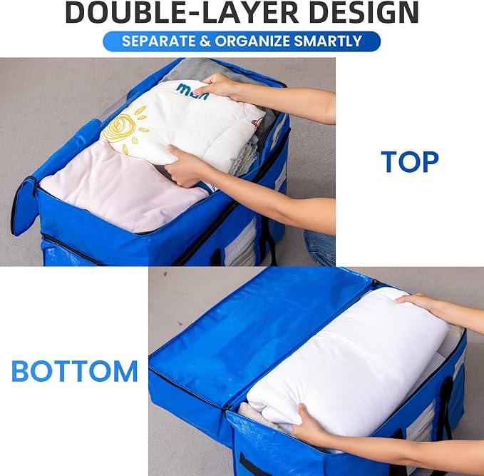 TAILI 2 Tier Moving Bags, 4 Blue Silver Storage Bags - Image 5