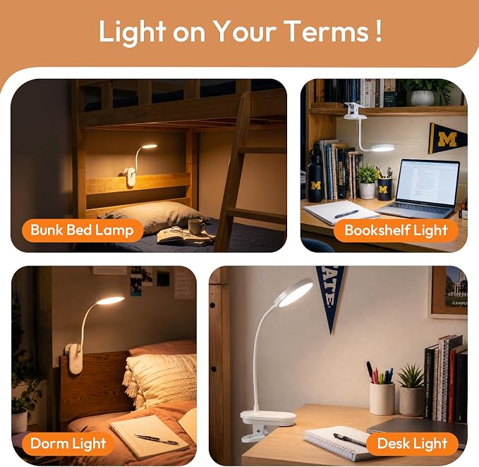 Clip on Light, Stepless Dimmable & 3 Colors Touch Control Clip On Bed Light. - Image 7