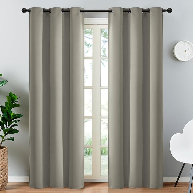 Yakamok Blackout Curtains 38x84 inch Taupe Thermal Drapes-Bedroom | 2 panels by Yakamok