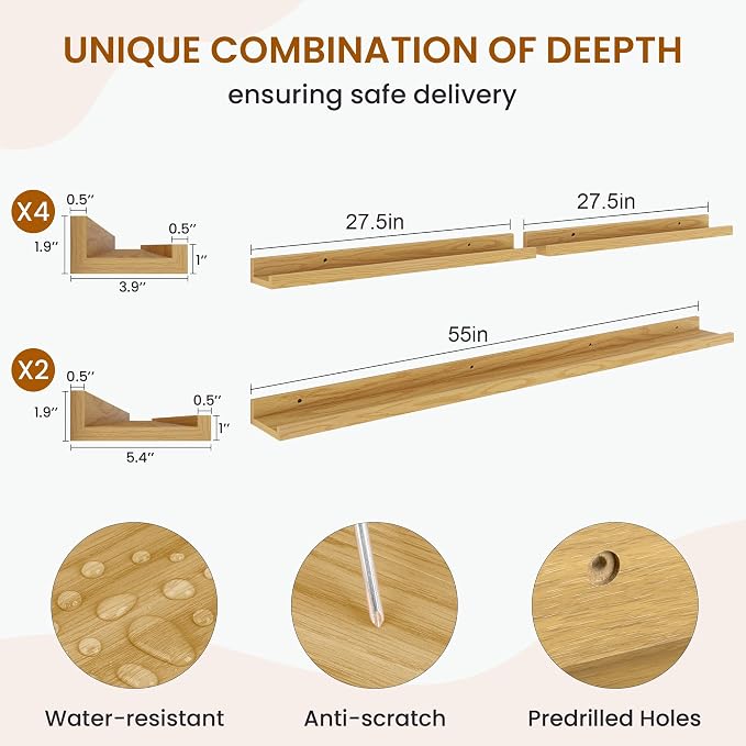 Picture Ledge Shelf, Floating Shelves - Image 3