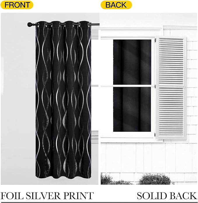 NICETOWN Black Out Grommet Pattern Curtain Panels 84 inches Long | Light - Image 6