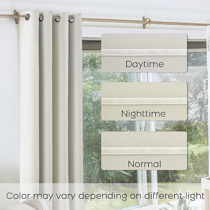 KOUFALL Cream Beige Bay Window Curtains Drapes - Image 4