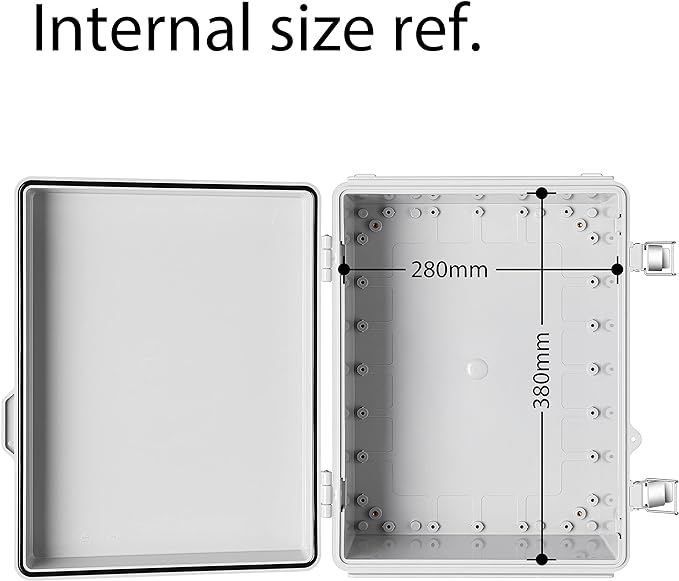 Gratury Junction Box, IP67 Waterproof Plastic Enclosure for Electrical Project, Hinged Grey Cover, Includes Mounting Plate and Wall Bracket (Grey Cover, 16.1"x12.2"x7.1")