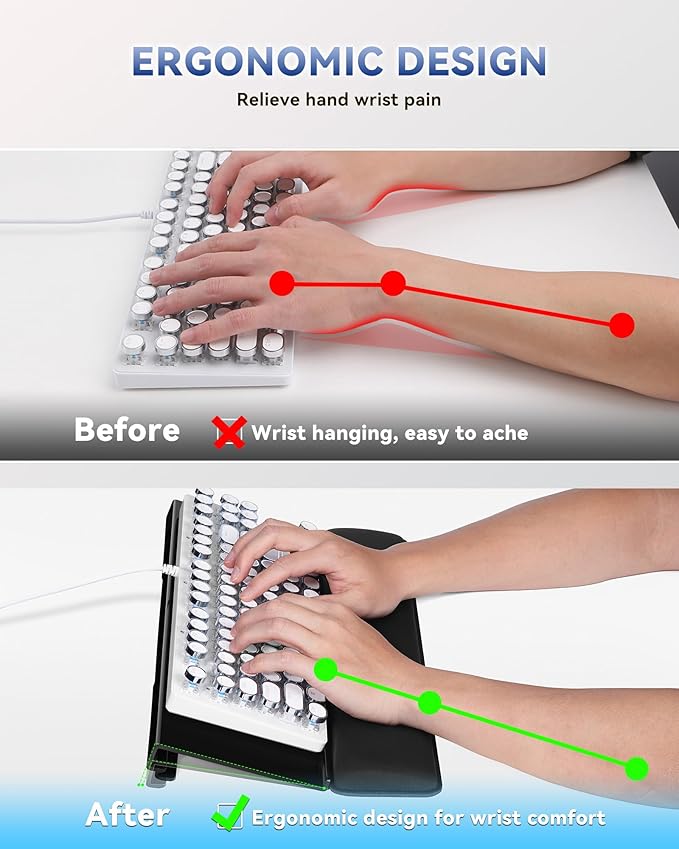 Laborio Computer Keyboard Stand for Desktop, 2-Level Height Adjustment Keyboard Wrist Rest, Non-Slip Key Board Riser Pad for Office, Gaming, and Home Desks