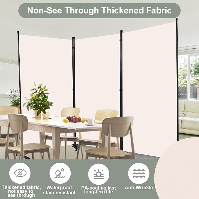 Room Divider 3 Panel Folding Privacy Screen, Round Pad Design Wall Divider | - Image 2
