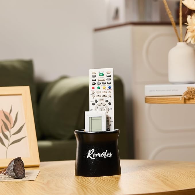 Small Black Wood Remote Control Holder, Organizer - Image 8