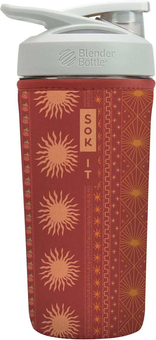 Sok It BotlSok Protein Blender Shaker Bottle Sleeve Insulated Neoprene Cover (Bohemian Sun, Fits 28oz Blender)