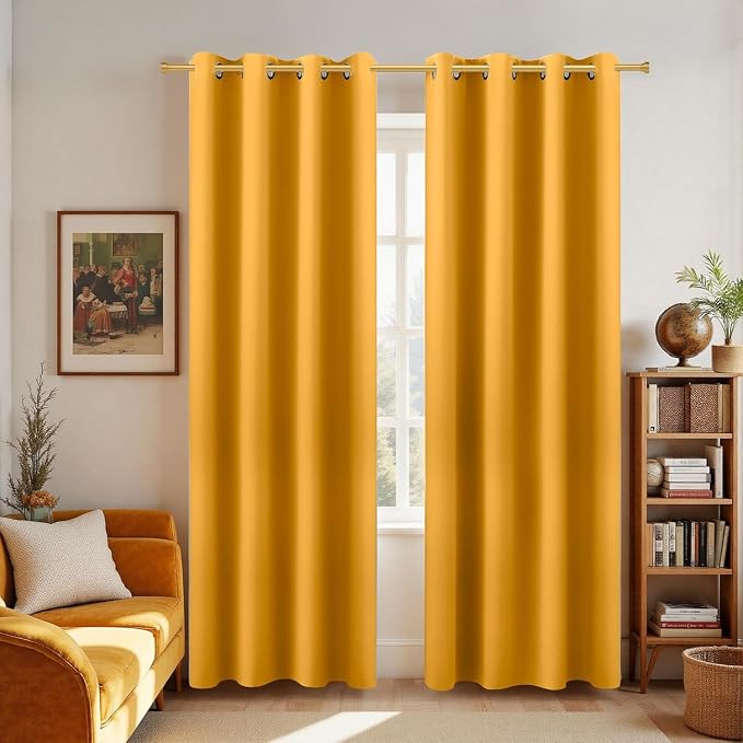 KOUFALL Yellow Mid Century Modern Curtains by KOUFALL