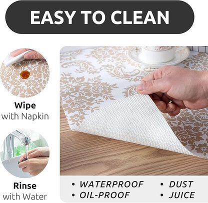 RAY STAR 18X96 Inch Shelf Liner for Kitchen Cabinets, Non-Adhesive Cabinet Liner Washable, PVC Drawer Liner for Dresser Non-Slip Bathroom (Yellow Pattern)(5 Roll)