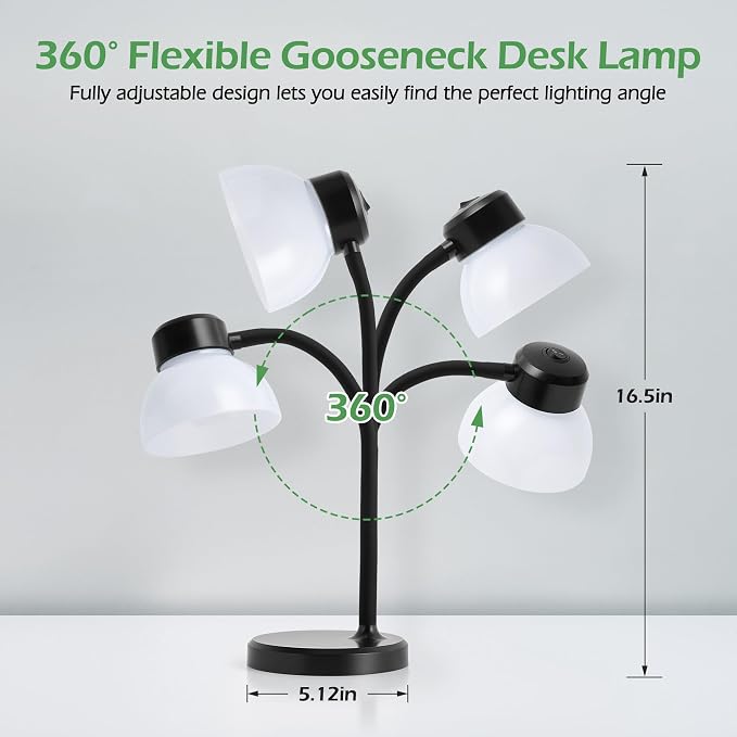 Desk Lamps for Home Office, Small LED Reading Lamp, 5000K Eye-Care Desk Light | - Image 2