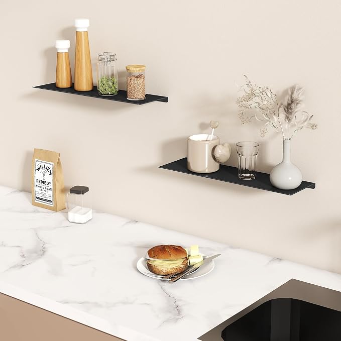 MKO 16" Floating Shelves for Wall, Long Metal Wall Mounted Shelf for Bathroom - Image 8