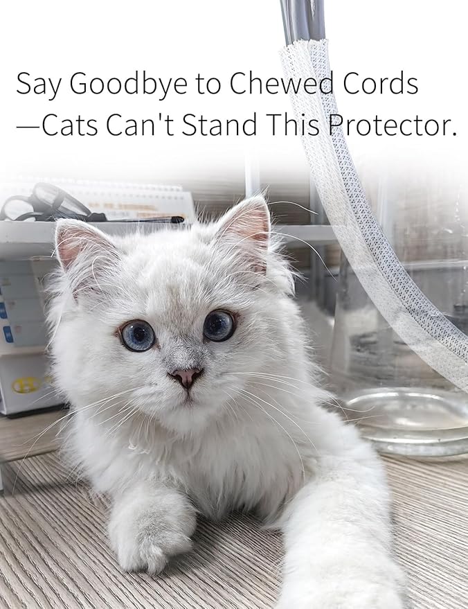 Cable Management Split Wire Loom Sleeve - Cord Hider & Protector for Desk, Pet Chew Proof, Wire Cover Organizer, Flexible Tube for Wires and Cables (3/4 Inch 10FT, White)