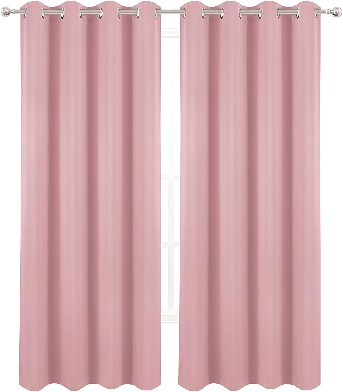 100% Blackout Curtains 52 x 95 Inch/Pink Curtains 2 Panels - Image 2