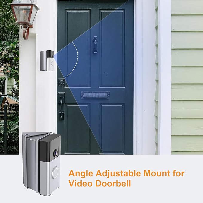 NANW Adjustable 30 to 55 Degree Doorbell Angle Mount Compatible with Video Doorbell 1/2/3/4/Wired/Pro/(2020 Release), Replacement Mounting Bracket Wedge Kit, Silver