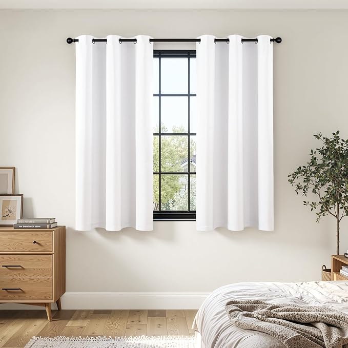 Pure White Blackout Curtains for Bedroom Living Room W40 x L63 Inch | 63 Inch - Image 6