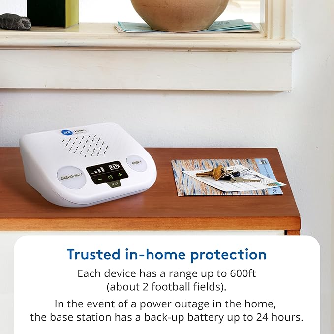 ADT Medical Alert Plus - in-Home Medical Alert System for Seniors - Cellular 4G Coverage, 600ft Pendant Range, Home Temperature Monitoring, 24/7 U.S. Based Monitoring (Neck Pendant)