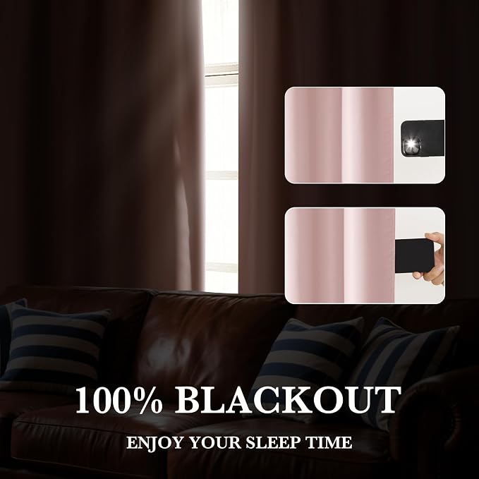 RYB HOME 100% Blackout Basement Curtains 24 inches Long, Heat & UV Blocking | - Image 5