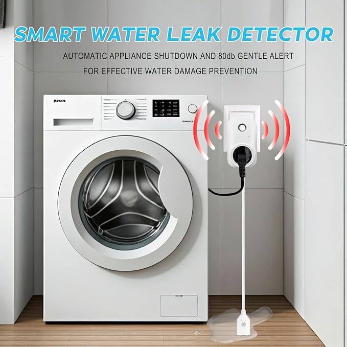 Brezoo Smart Overflow Detection Sensor - Water Overflow Alarm with Real-Time Alerts for Home, Office & Basement Protection