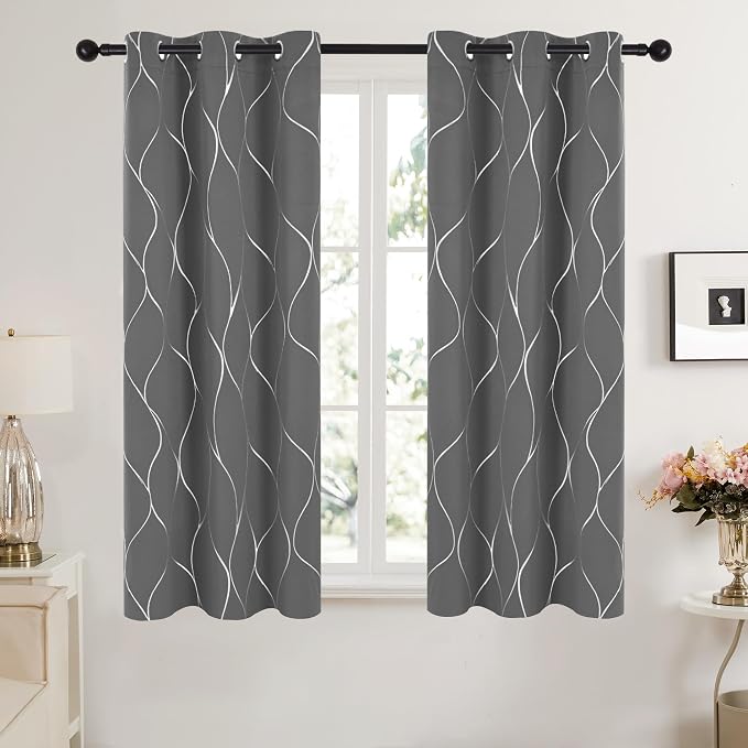 Deconovo Curtains for Living Room, Pattern Blackout Curtains 63 Inches Long | - Image 2