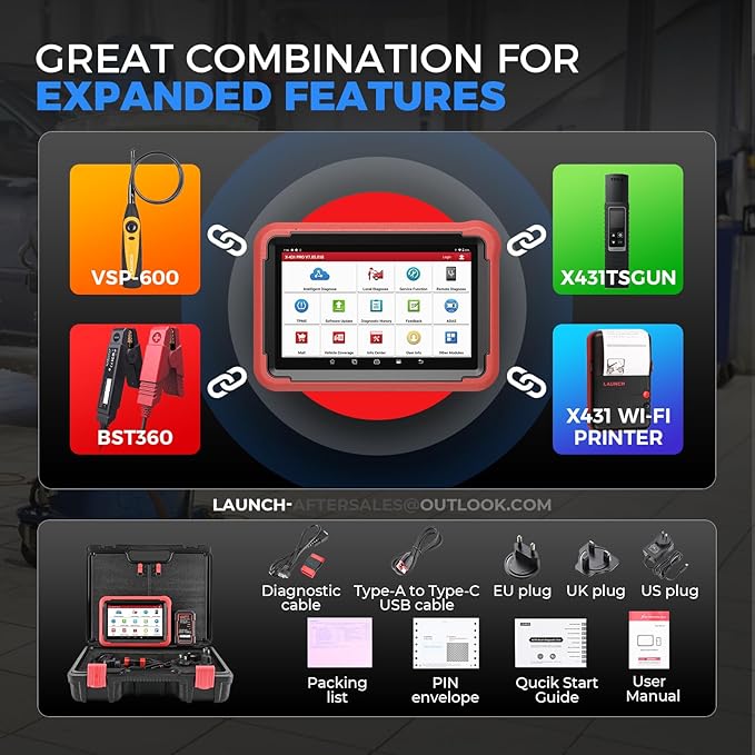 Launch X431 PROS V 5.0, 2026 Newly Bidirectional Scan Tool, Bluetooth Launch Scanner with DBSCar VII Connector,38+ Reset for All Cars,Online ECU Code,CANFD,FCA AutoAuth,VAG Guide,2 Yrs F-Ree Update