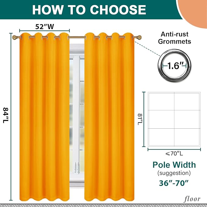Diraysid 100% Blackout Curtains Yellow Linen Curtains - Image 5